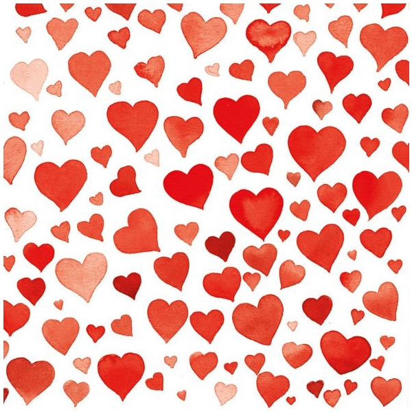 German Decoupage Napkins (5 pcs) - Red Hearts Background