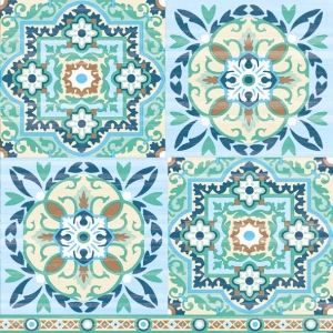 German Decoupage Napkins (5 pcs) - Green Tiles