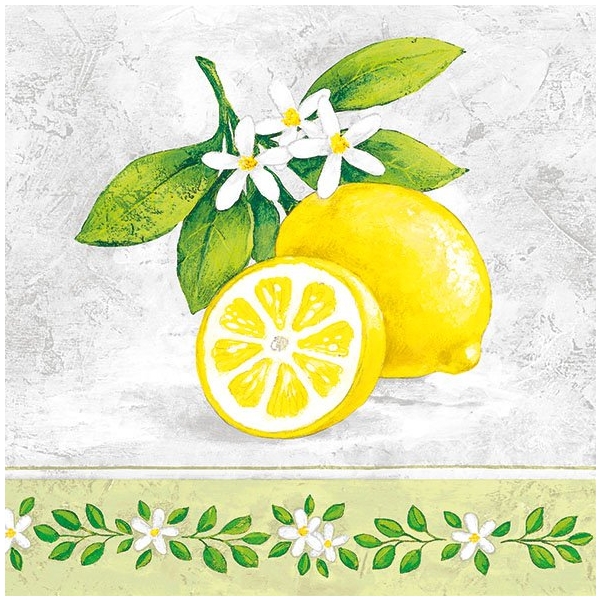 German Decoupage Napkins (5 pcs) - Lemon Branch
