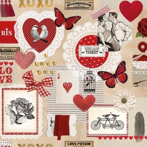German Decoupage Napkins (5 pcs) - Love Ticket