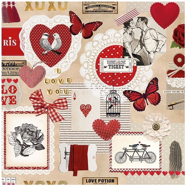 German Decoupage Napkins (5 pcs) - Love Ticket