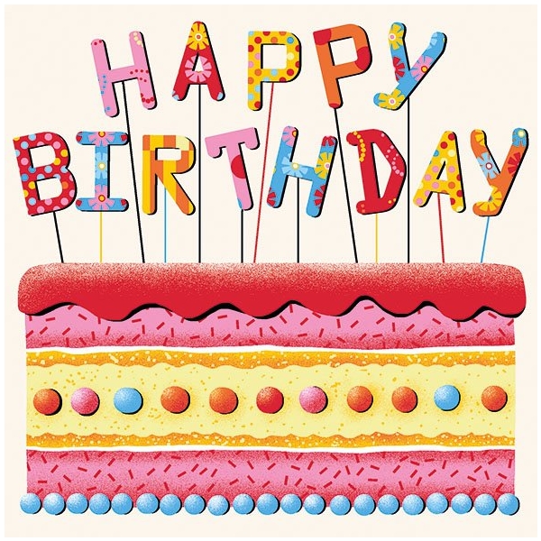 A pack of 12 by 12 inch German Decoupage Napkins (5 pcs) - Birthday Cake
