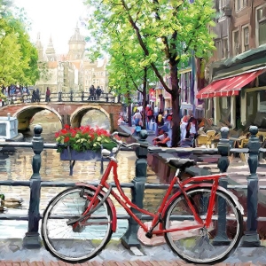 A pack of 12 by 12 inch German Decoupage Napkins (5 pcs) - Amsterdam Canal
