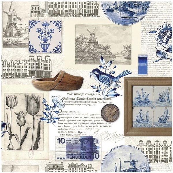 A pack of 12 by 12 inch German Decoupage Napkins (5 pcs) - Authentic Holland