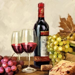 A pack of 12 by 12 inch German Decoupage Napkins (5 pcs) - Wine and Grapes