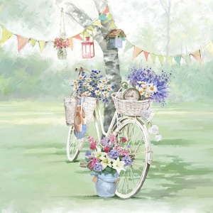 A pack of 12 by 12 inch German Decoupage Napkins (5 pcs) - Bike against Tree