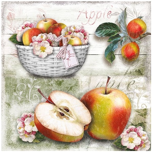 German Decoupage Napkins (5 pcs) - Apple Basket Fruits