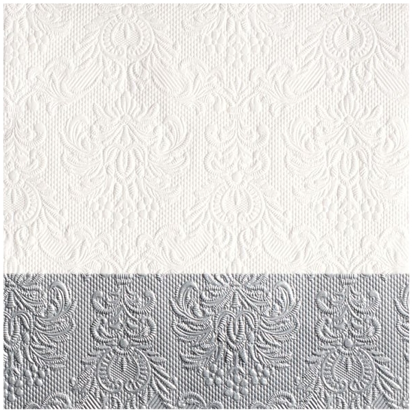 A pack of 12 by 12 inch German Decoupage Napkins (5 pcs) - Elegance Dip Silver (Textured and foiled)