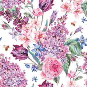 German Decoupage Napkins (5 pcs) - Flower Composition White