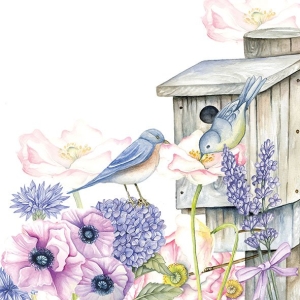 German Decoupage Napkins (5 pcs) - Birdhouse Backyard