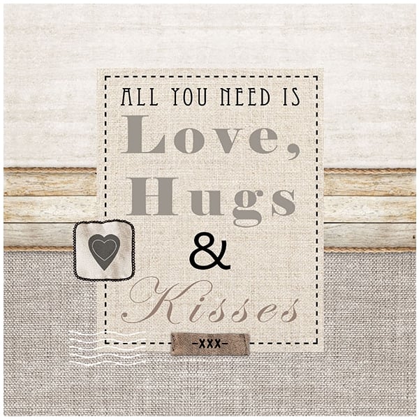 German Decoupage Napkins (5 pcs) - Love, Hugs and Kisses
