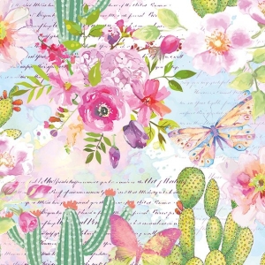 German Decoupage Napkins (5 pcs) - Roses and Cactus