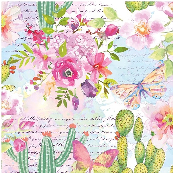 German Decoupage Napkins (5 pcs) - Roses and Cactus