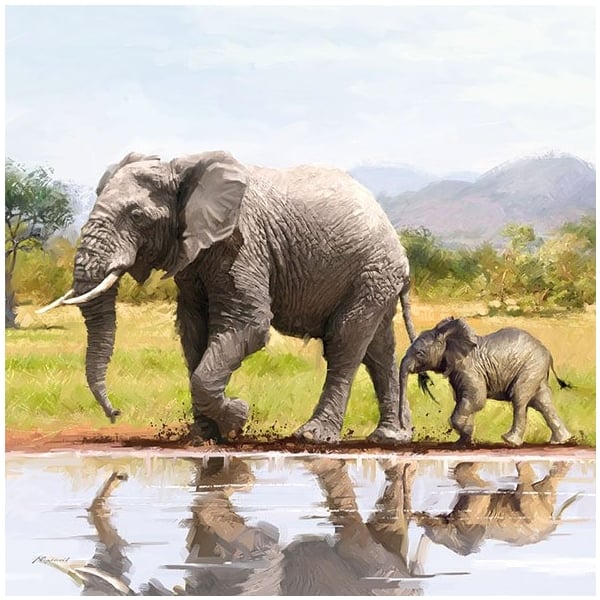 German Decoupage Napkins (5 pcs) - Elephants