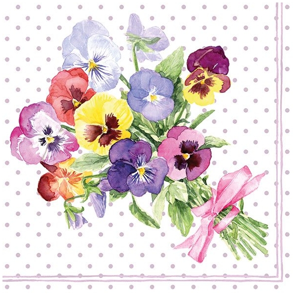 German Decoupage Napkins (5 pcs) - Bunch of Violets Flowers