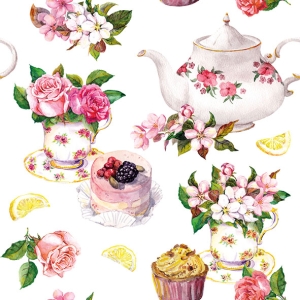 German Decoupage Napkins (5 pcs) - Flower in Teacup