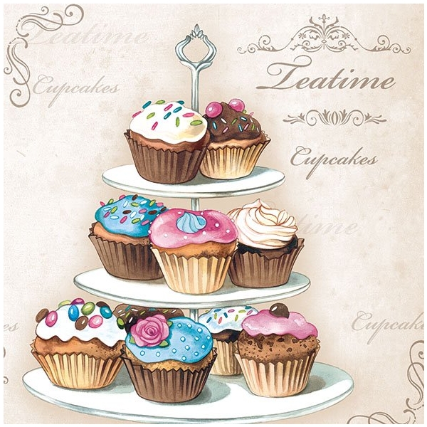 German Decoupage Napkins (5 pcs) - Cupcakes on Stand