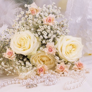 German Decoupage Napkins (5 pcs) - Roses and Pearls