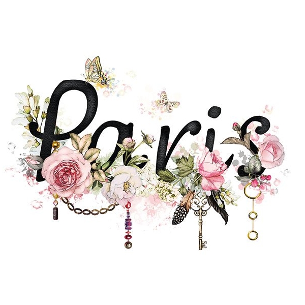 German Decoupage Napkins (5 pcs) - Paris Lettering