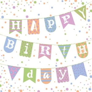 German Decoupage Napkins (5 pcs) - Birthday Banner Blue