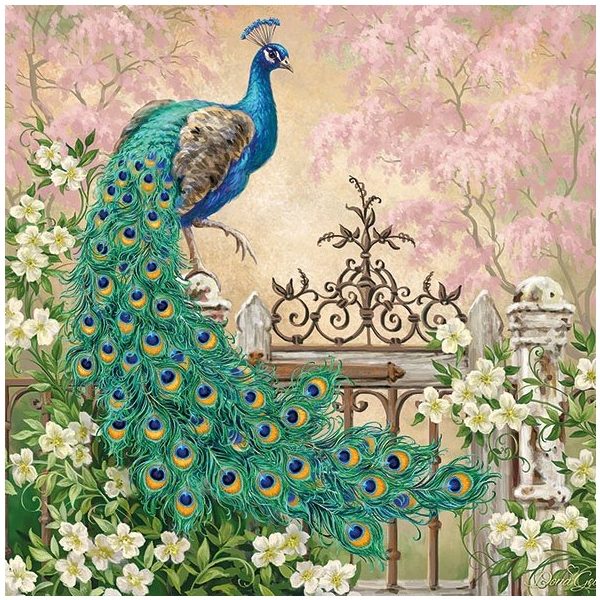 German Decoupage Napkins (5 pcs) - Noble Peacock