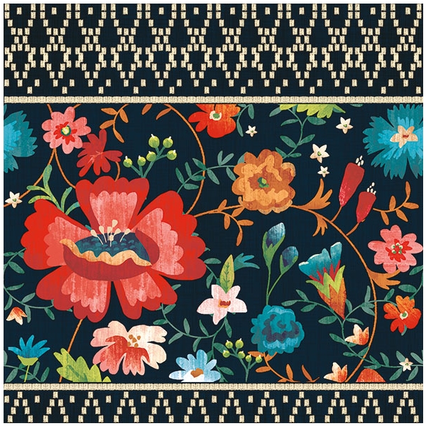 German Decoupage Napkins (5 pcs) - Black Floral Background