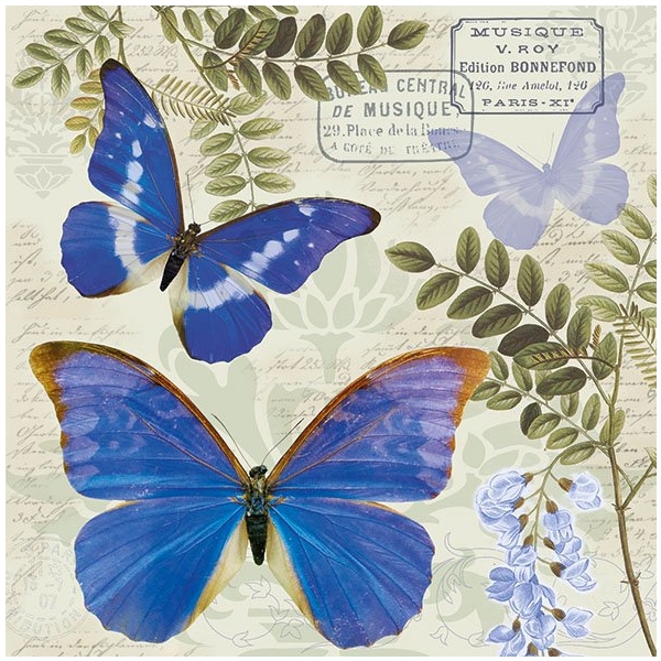 German Decoupage Napkins (5 pcs) - Blue Morpho