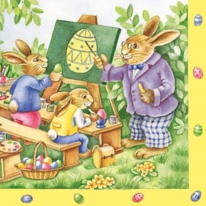 German Decoupage Napkins (5 pcs) - Rabbit School Scene