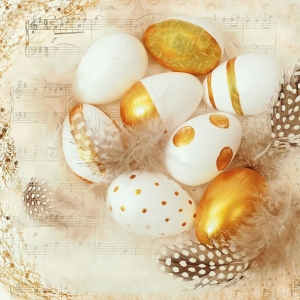 German Decoupage Napkins (5 pcs) - Golden Eggs