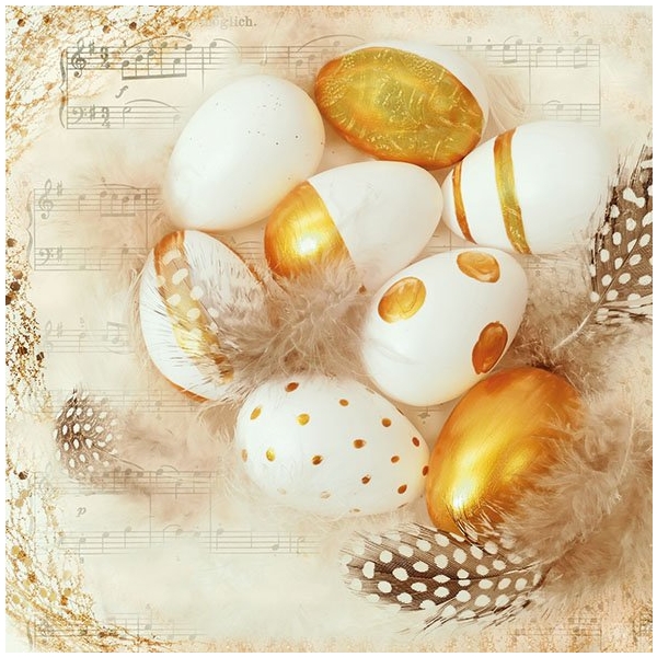 German Decoupage Napkins (5 pcs) - Golden Eggs