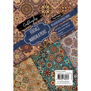 CrafTangles Decoupage Paper Pack - Vintage Mandala Print (A4) - 4 sheets