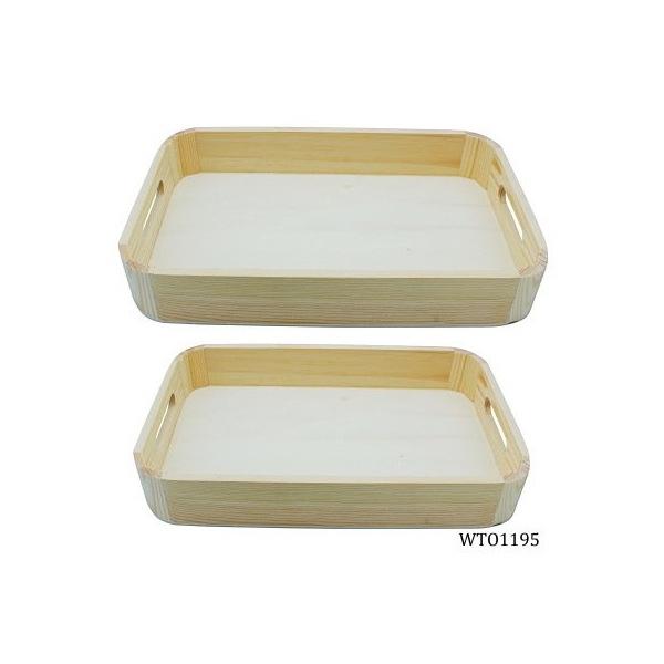 Wooden Tray with rounded edges for Decoupage (Set of 2)