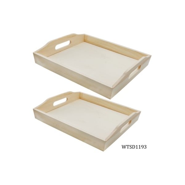 Wooden Rectangle Tray for Decoupage (Set of 2)