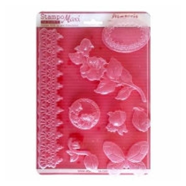 Stamperia Soft Maxi Mould 8.5"X11.5" - Rose and Border