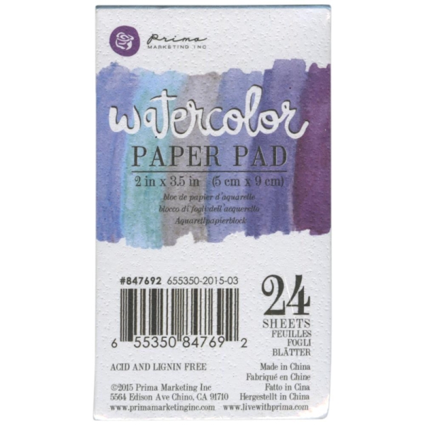 Prima Marketing Watercolor Paper Pad 2"X3.5" 24/Pkg