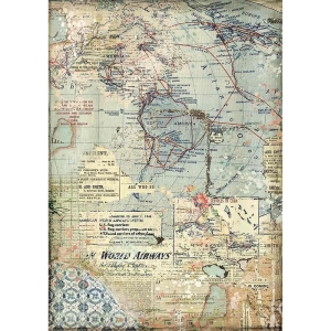 Stamperia Rice Paper A4 - Maps