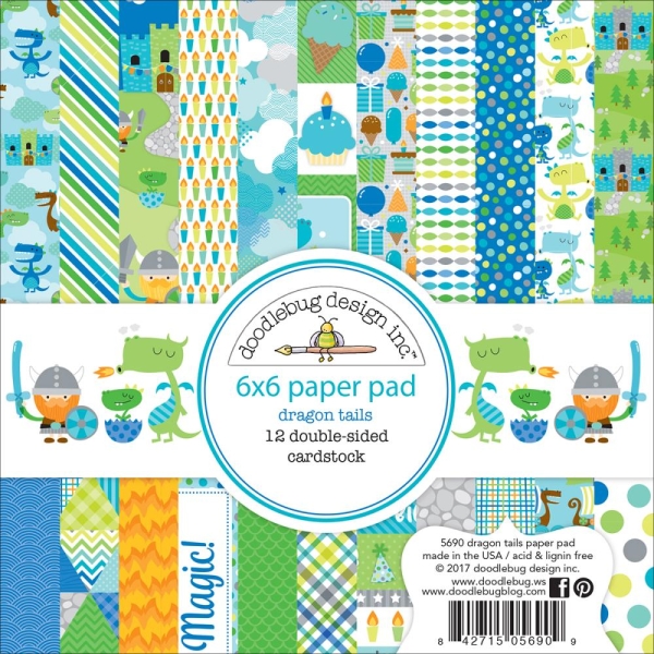 Doodlebug Double-Sided Paper Pad 6"X6" 24/Pkg Dragon Tails