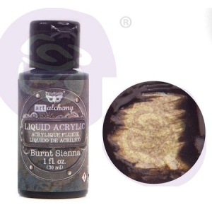 Prima Finnabair Art Alchemy Liquid Acrylic Paint 1 Fluid Ounce - Burnt Sienna