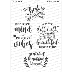 CrafTreat A4 Stencil - Positive Vibes