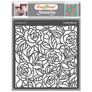 CrafTreat 6"x6" Stencil - Rose with Leaf