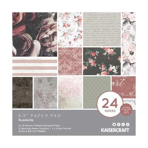 KaiserCraft paper pad - Rosabella (6.5 by 6.5 inch) - 36 sheets plus 4 die cut sheets