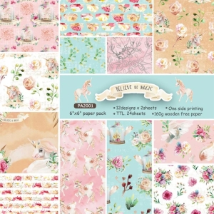 Believe in Magic - Unicorn (Pack of 24 sheets) - 6 by 6 inch