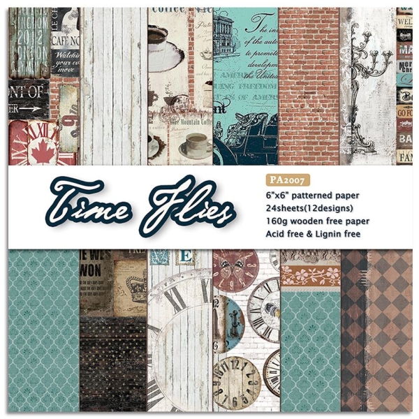 Time Flies (Pack of 24 sheets) - 6 by 6 inch