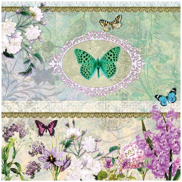German Decoupage Napkins (5 pcs) - Butterfly Medaillon