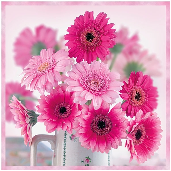 German Decoupage Napkins (5 pcs) - Pink Gerberas