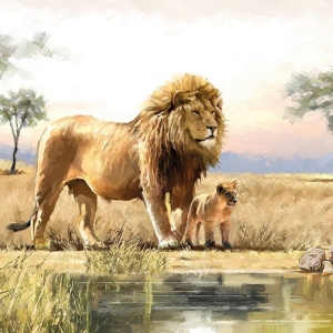 German Decoupage Napkins (5 pcs) - Lions