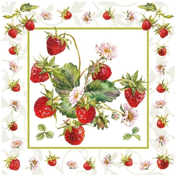 German Decoupage Napkins (5 pcs) - Fresh Strawberries