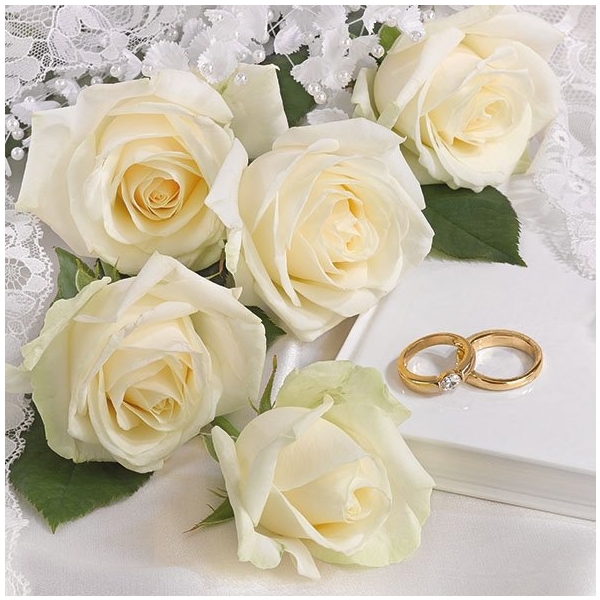 German Decoupage Napkins (5 pcs) - White Wedding