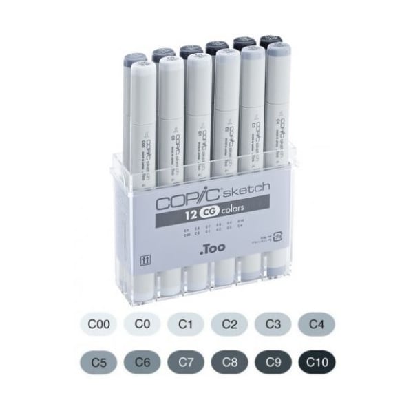 COPIC Sketch Cool Grey Markers - Set of 12