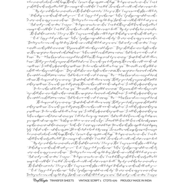 CrafTangles A4 Transfer It Sheets - Vintage Script 1